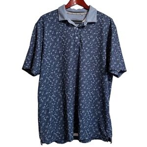 Walter Hagen Mens Blue Floral Golf Polo Shirt Short Sleeve Size Large